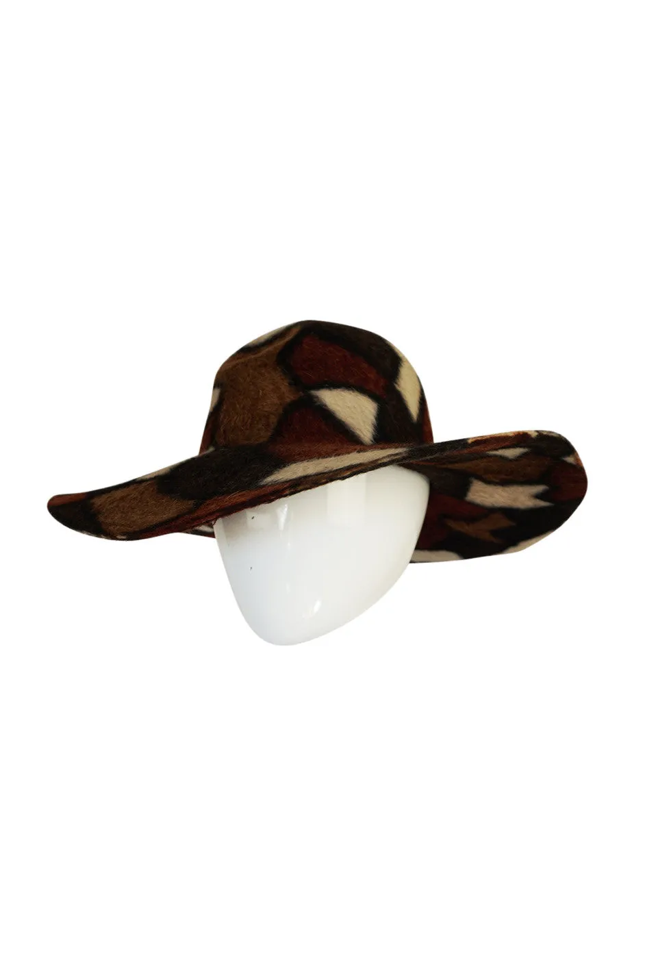 1980s Yves Saint Laurent Attributed Patchwork Soft Hat