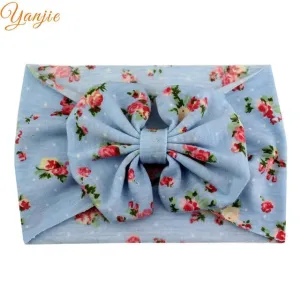 5'' Big Floppy Bow Headband For Girls Boho Turban Elastic Hair Band Kids Large Floral Hair Bow Birthday Party Hair Accessories
