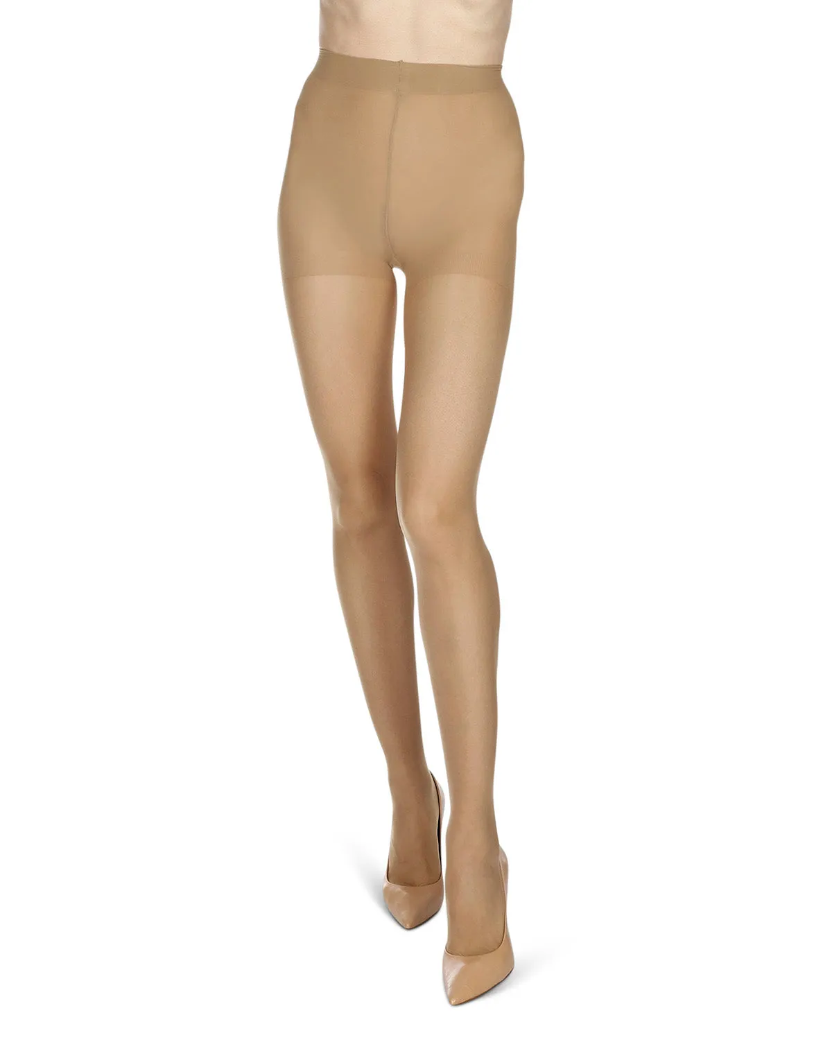 6 Pair Women's 12 Denier Crystal Sheer Shaper Pantyhose
