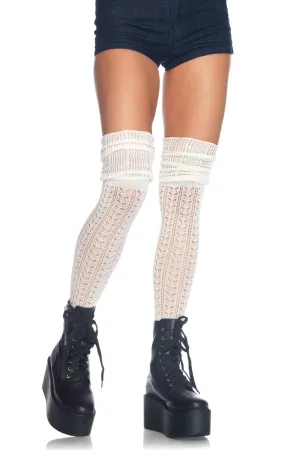 Acrylic Pointelle Over The Knee Scrunch Socks