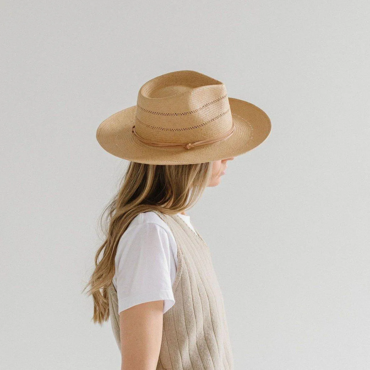 Arlo Straw Teardrop Fedora - Honey BLEMISHED