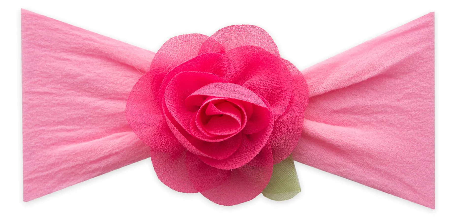 Baby Bling Small Rosette w/Leaf Headband-Hot Pink
