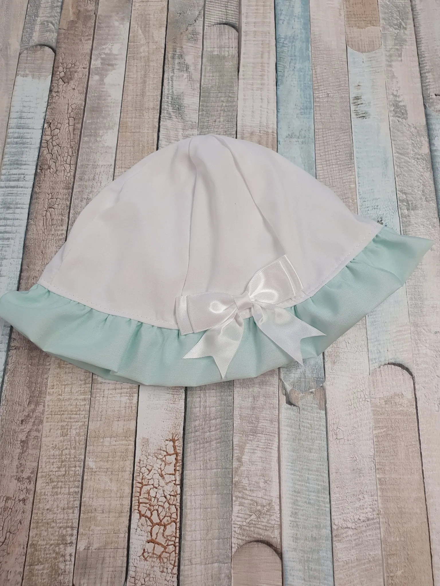Baby Girls White And Mint Sun Hat
