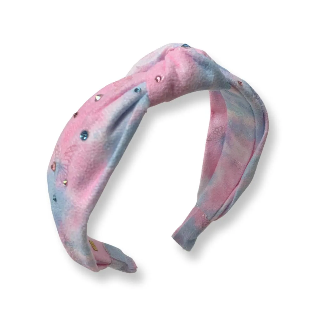 Bari Lynn Iridescent Butterfly Tie Dye Twist Knot Headband w/Crystals - Cotton Candy