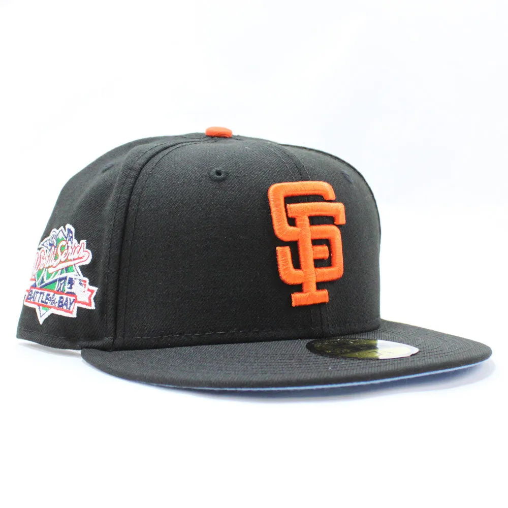 BATTLE OF THE BAY San Francisco Giants 1989 World Series Patch New Era 59Fifty Fitted Hats (BLACK BLUE UNDER BRIM)