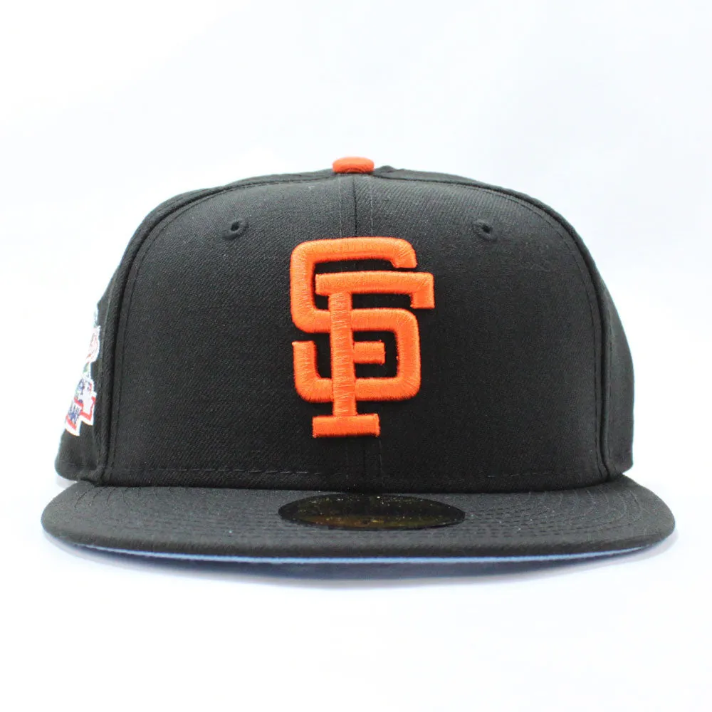 BATTLE OF THE BAY San Francisco Giants 1989 World Series Patch New Era 59Fifty Fitted Hats (BLACK BLUE UNDER BRIM)
