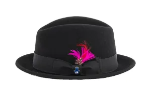 Black Brooks Trilby 100% Australian Wool Crushable Hat
