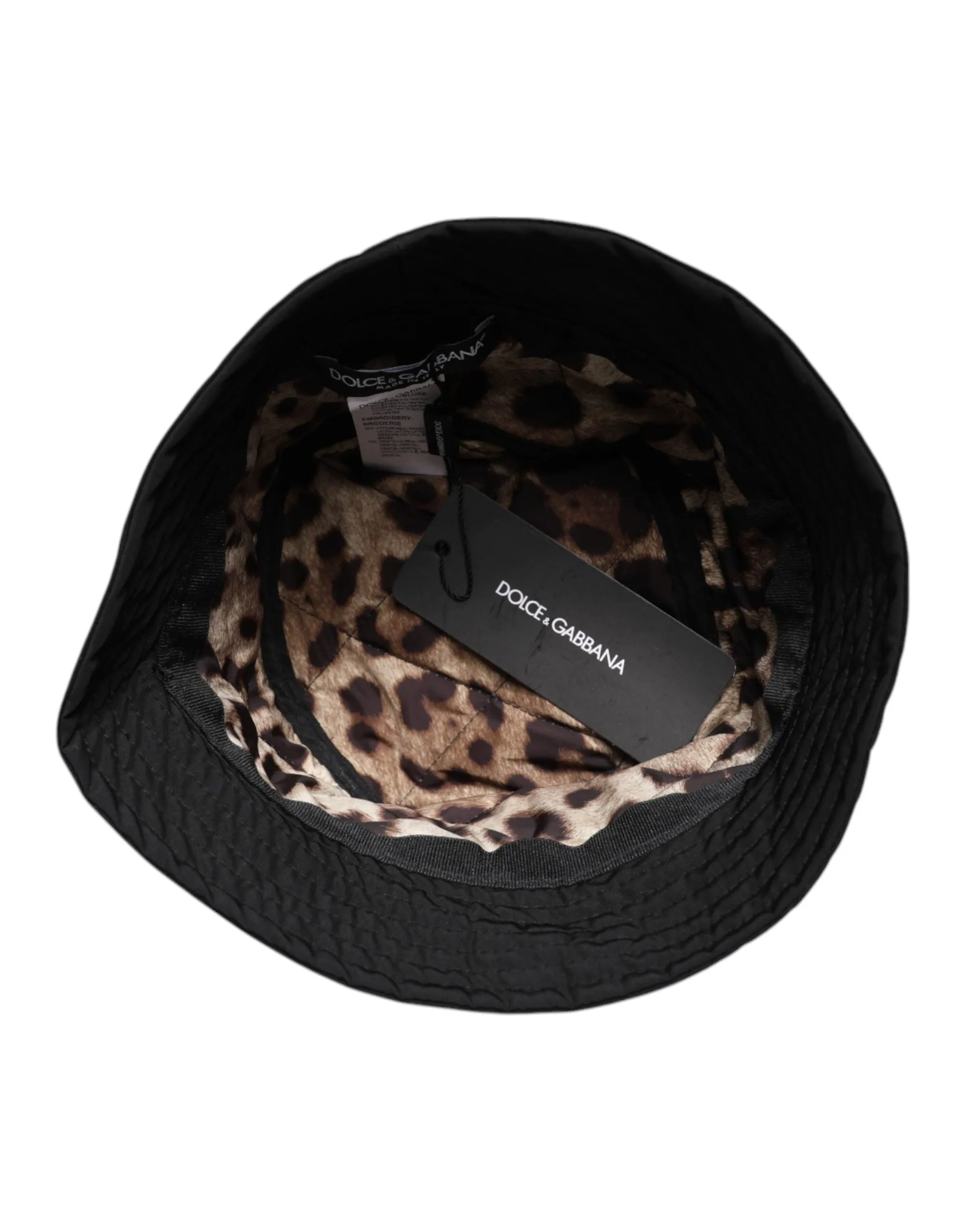 Black DG Crystal Polyester Wide Brim Bucket Hat