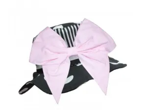 Black White Dot Sun Hat with Pale Pink Bow-Rae-Mi