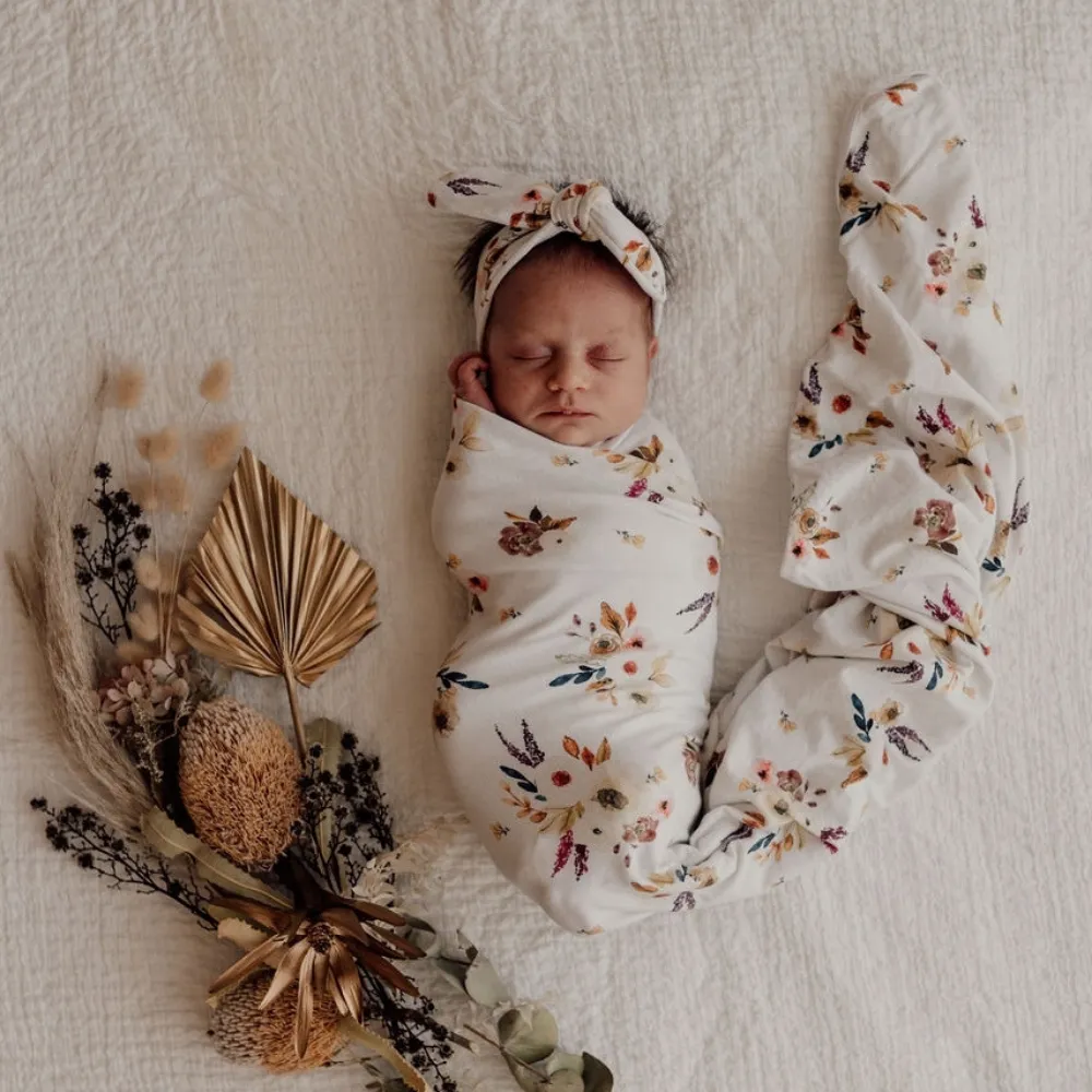 BOHO POSY JERSEY WRAP & TOPKNOT