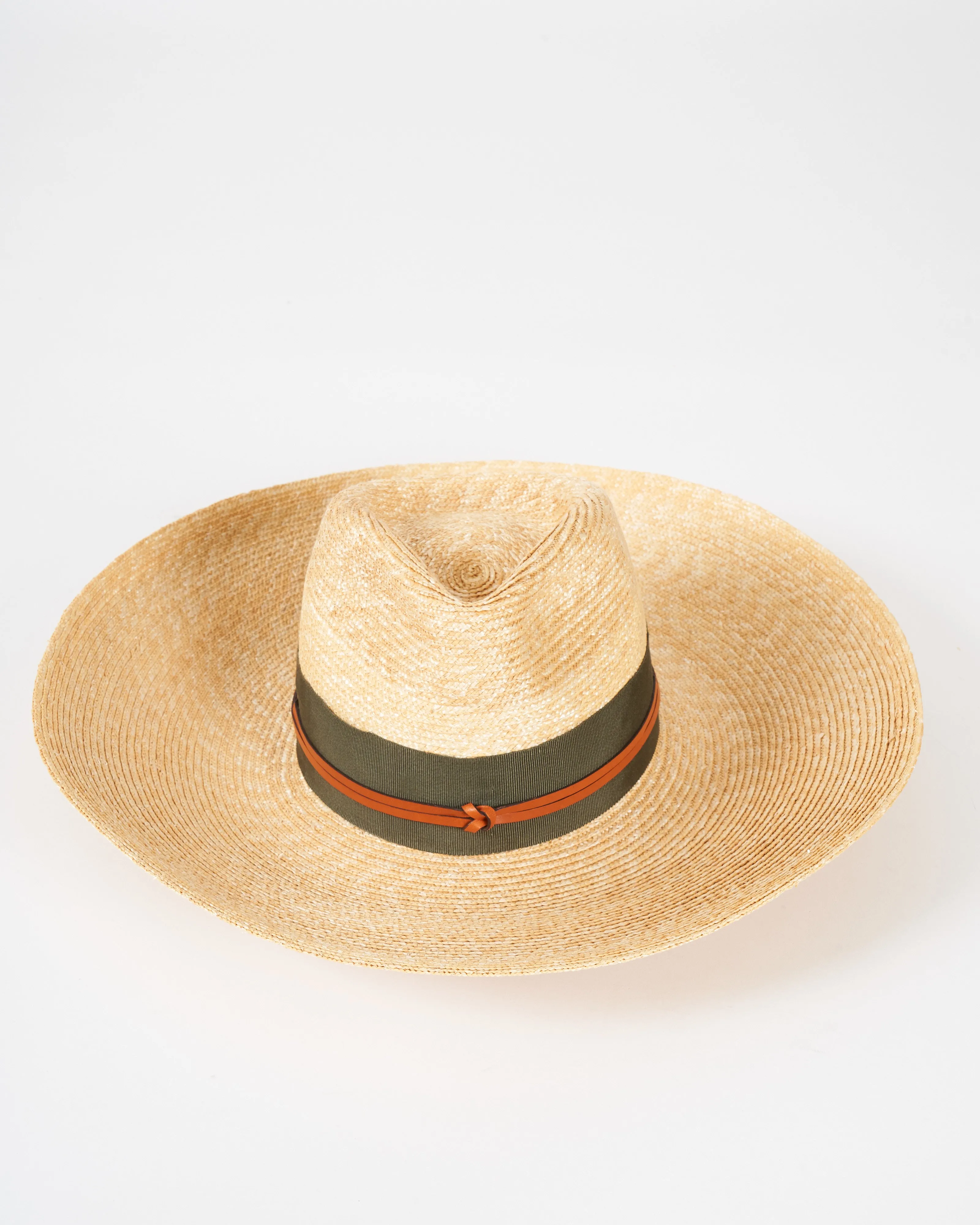 camargo wide brim hat with grosgrain and leather - natural and seaweed