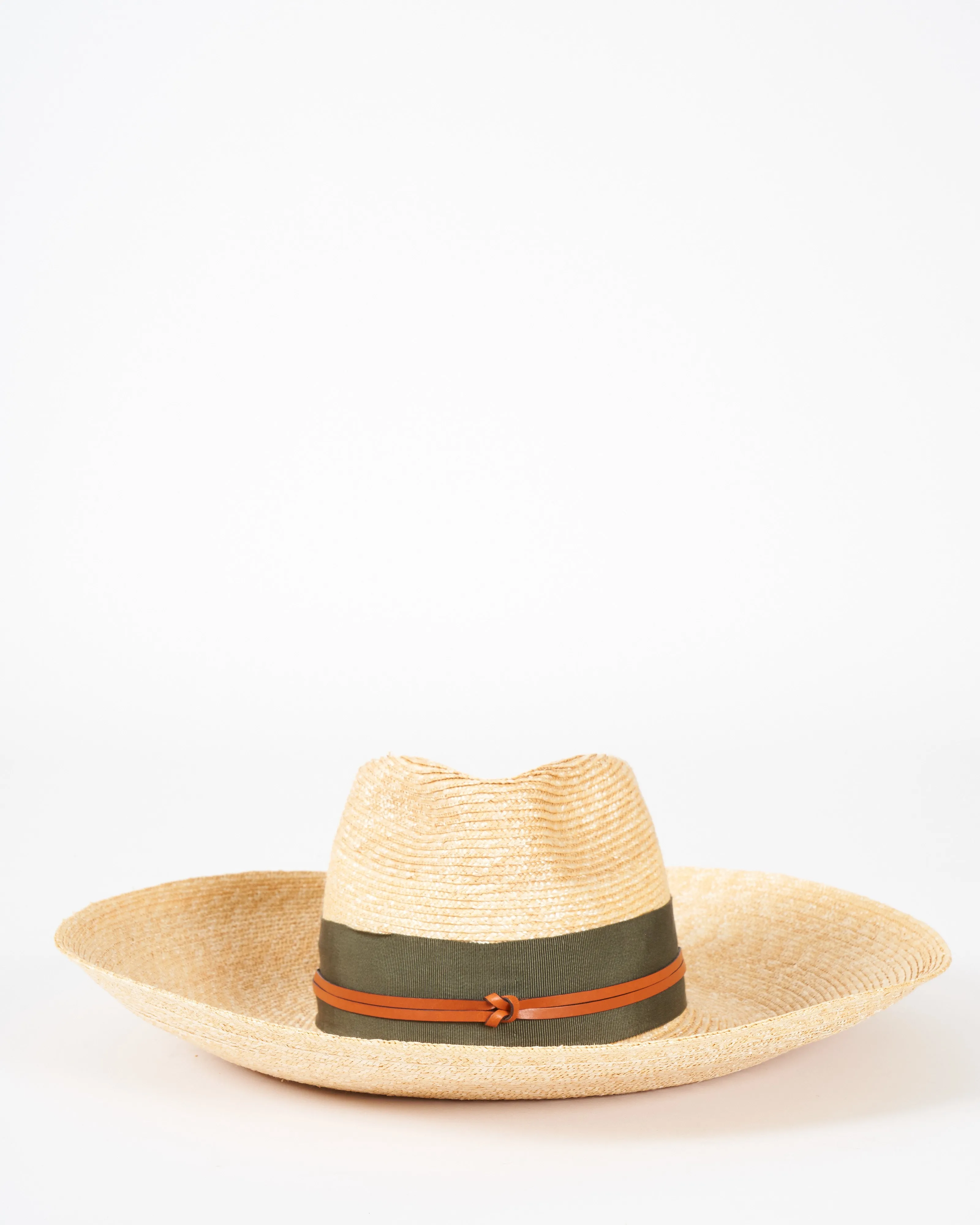 camargo wide brim hat with grosgrain and leather - natural and seaweed