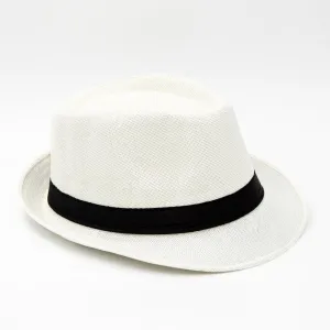 Classic Fedora White Hat Short Brim