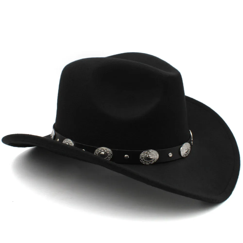 Cowboy Hats Wide Brim Panama Sunhats Fedora Caps Trilby Jazz