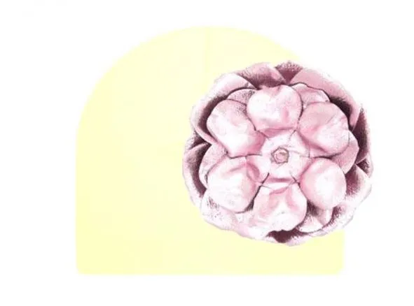 Cream Cotton Hat with Metallic Pale Pink Rose