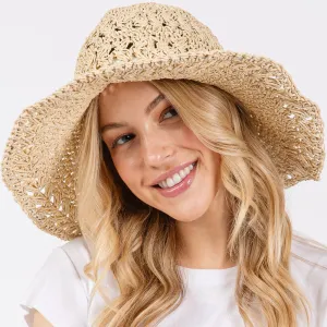 Crochet Straw Sun Hat Tan
