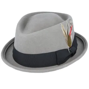 Crushable Diamond Crown Pork Pie Hat - Grey