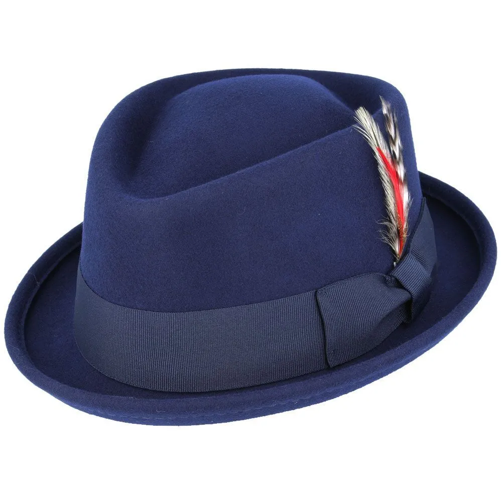 Crushable Diamond Crown Pork Pie Hat - Grey