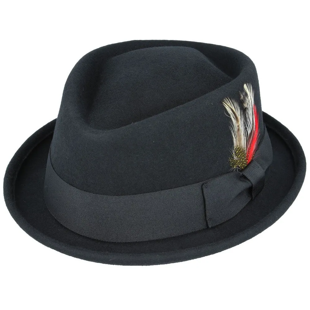 Crushable Diamond Crown Pork Pie Hat - Grey