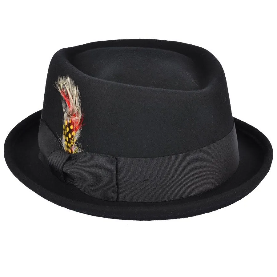 Crushable Diamond Crown Pork Pie Hat - Grey