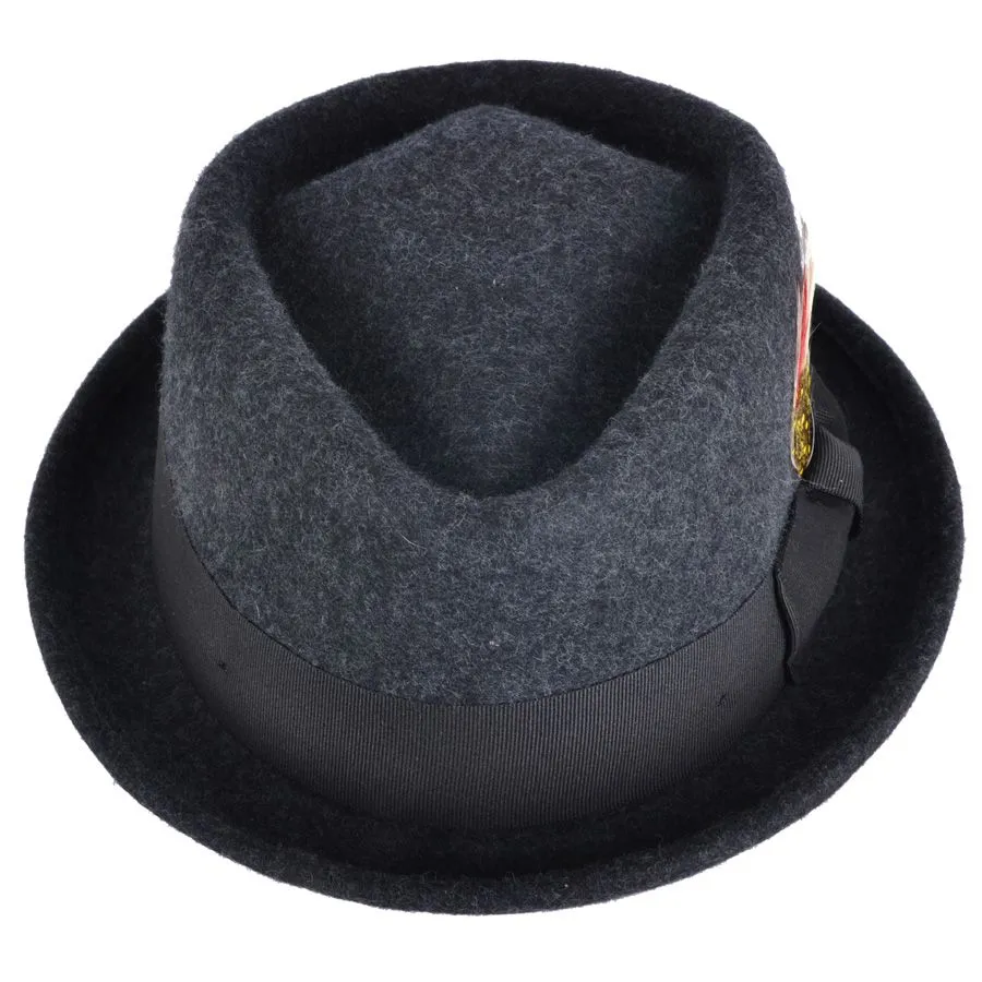 Crushable Diamond Crown Pork Pie Hat - Grey