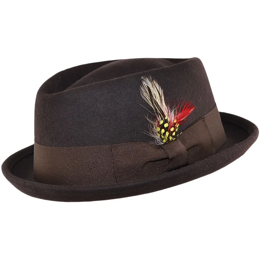 Crushable Diamond Crown Pork Pie Hat - Grey