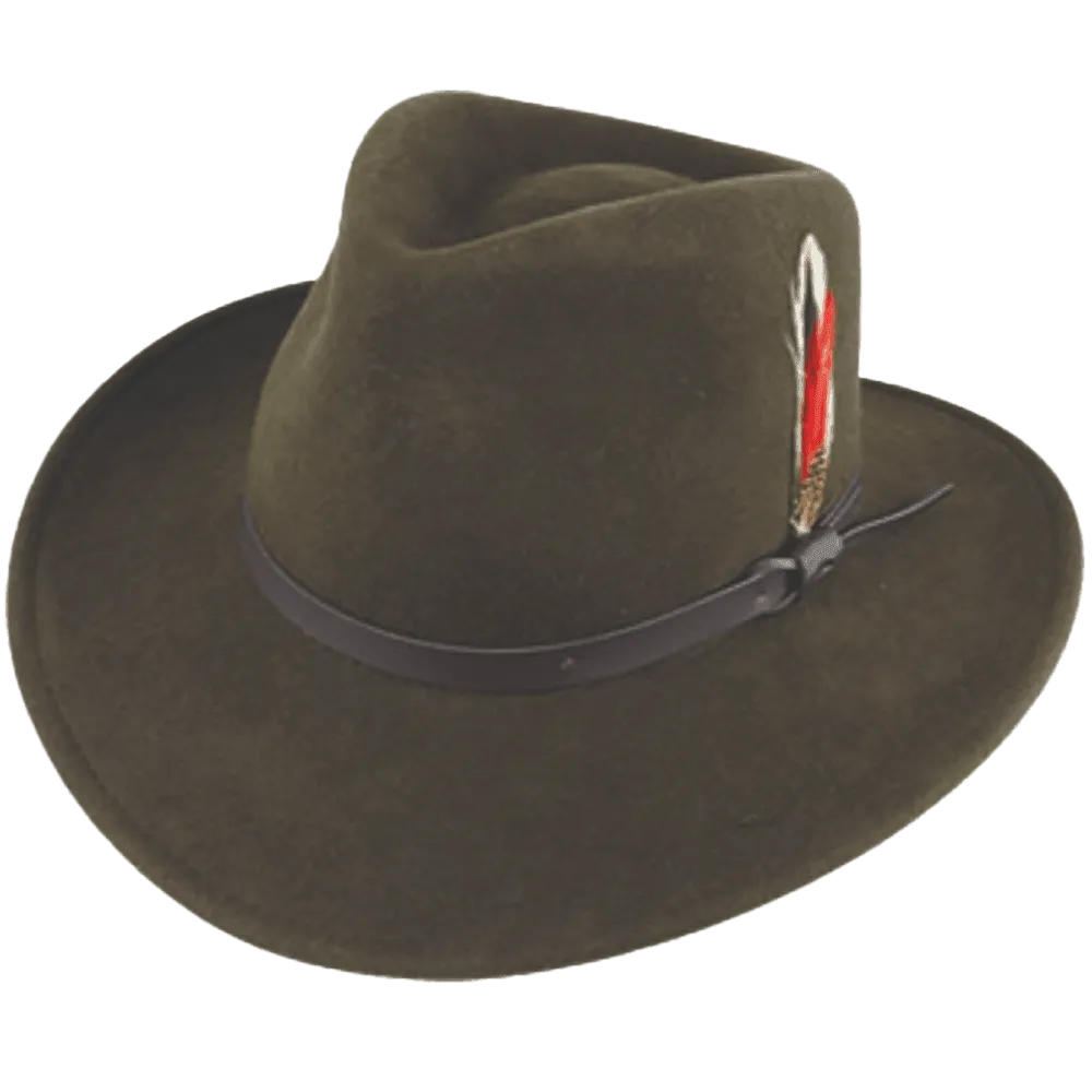 Crushable Water Repellent Wool Felt Outback Hat