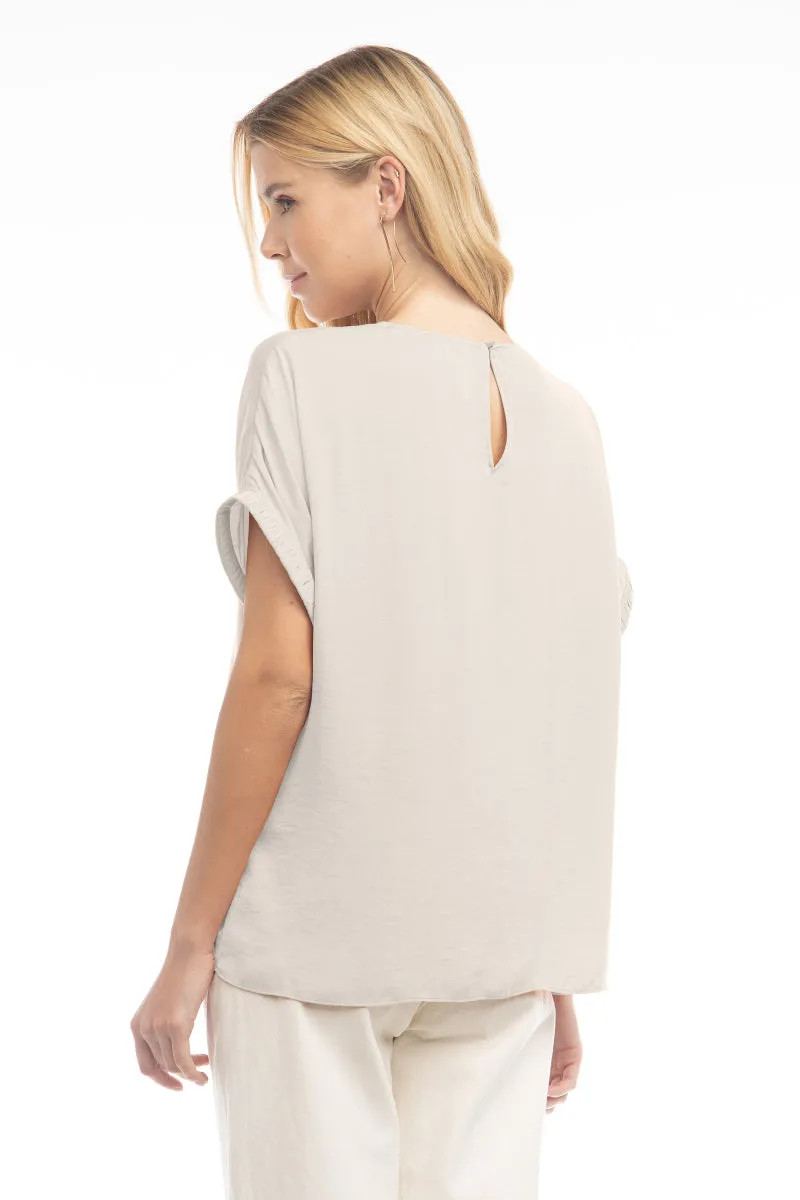 Dolman Short Plisse Sleeve Blouse