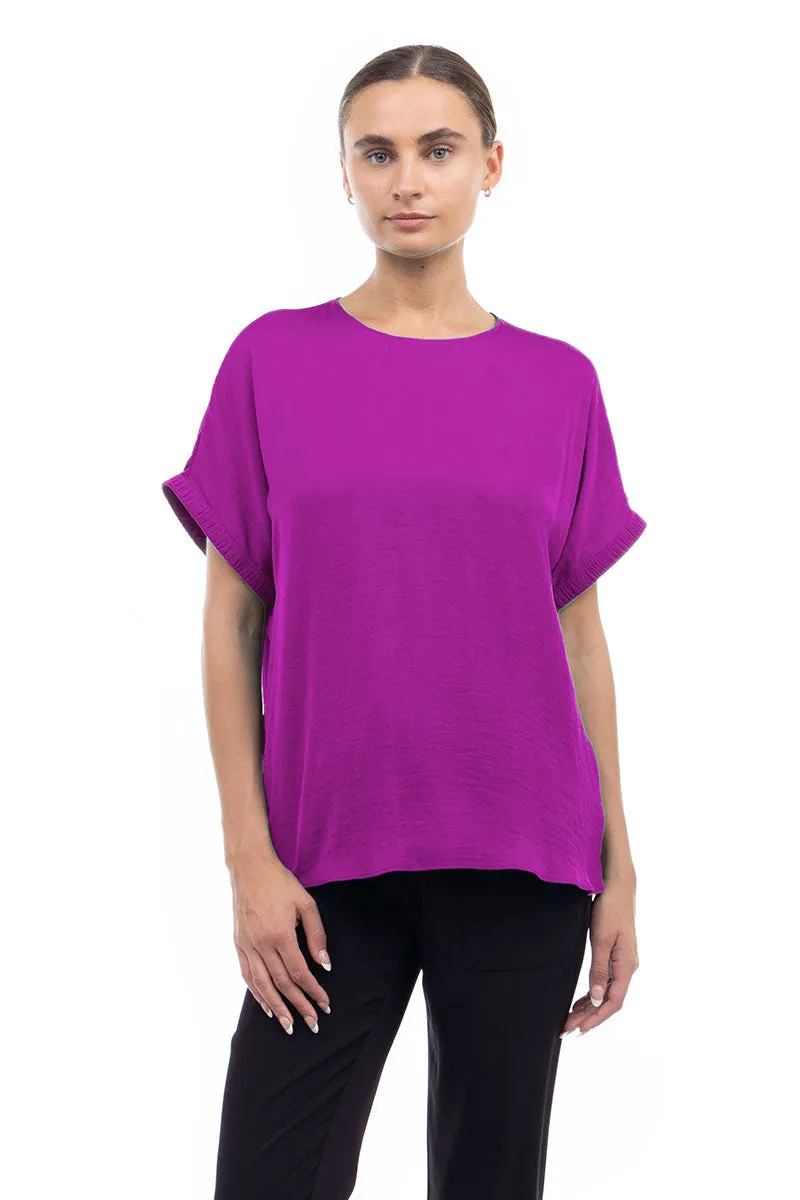 Dolman Short Plisse Sleeve Blouse