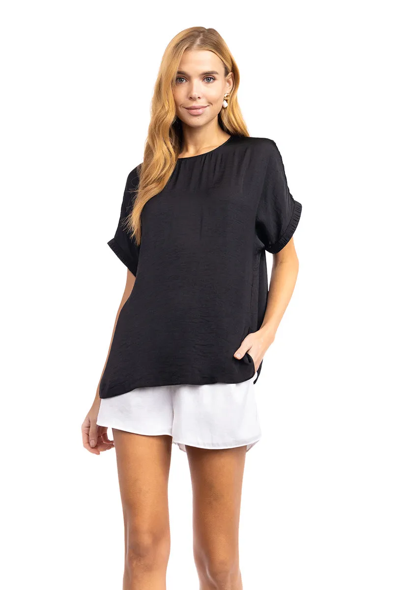 Dolman Short Plisse Sleeve Blouse
