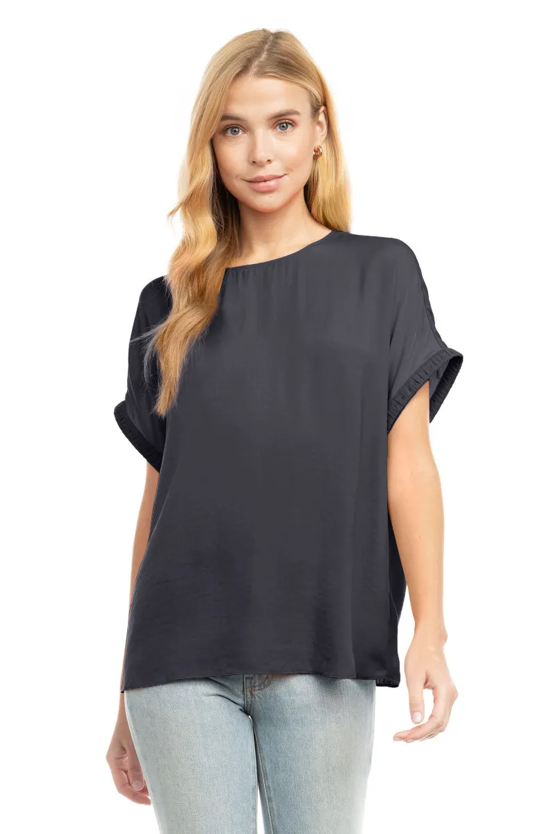 Dolman Short Plisse Sleeve Blouse