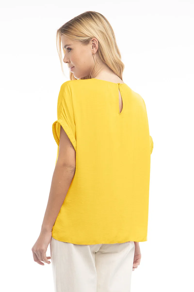 Dolman Short Plisse Sleeve Blouse