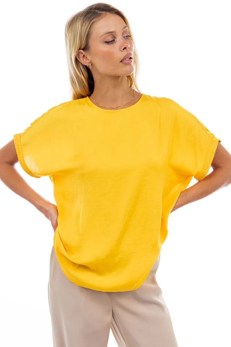 Dolman Short Plisse Sleeve Blouse