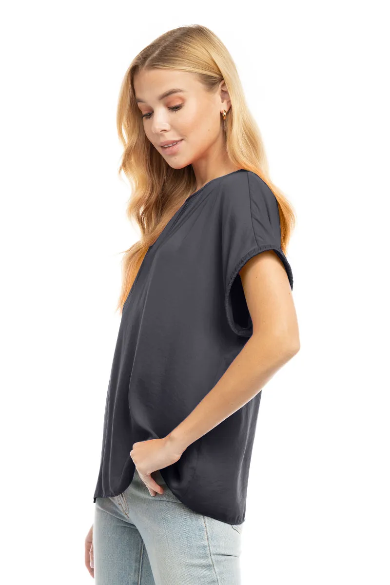 Dolman Short Plisse Sleeve Blouse