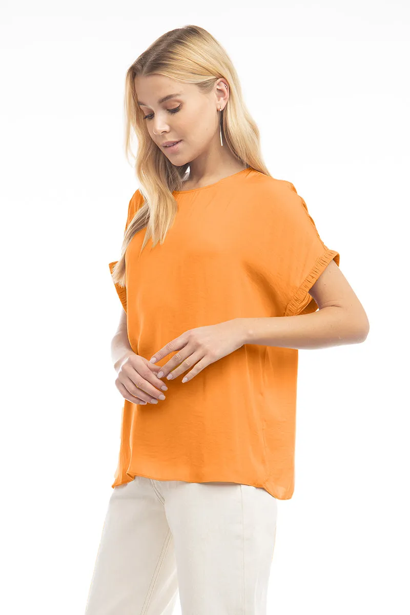 Dolman Short Plisse Sleeve Blouse