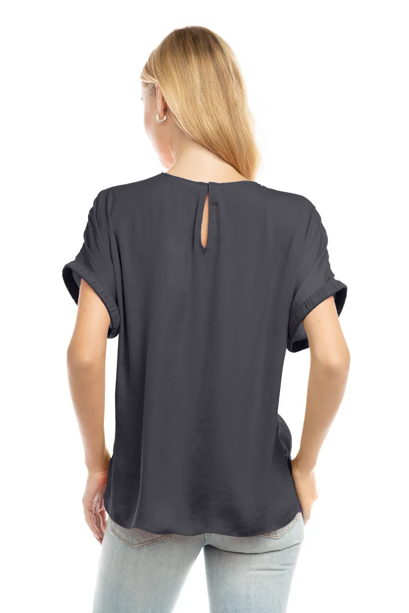 Dolman Short Plisse Sleeve Blouse