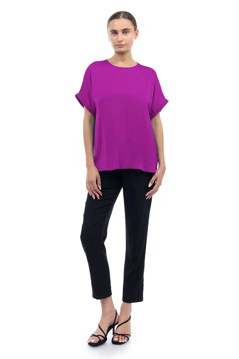 Dolman Short Plisse Sleeve Blouse