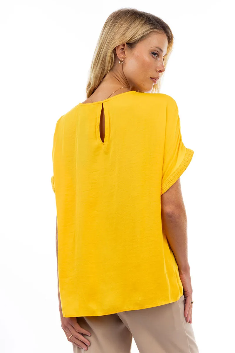 Dolman Short Plisse Sleeve Blouse