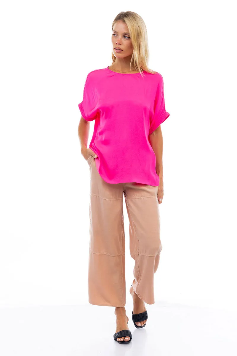 Dolman Short Plisse Sleeve Blouse