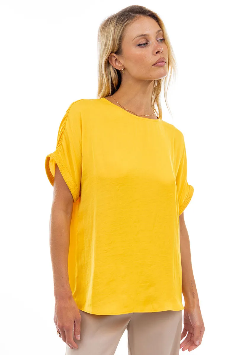 Dolman Short Plisse Sleeve Blouse