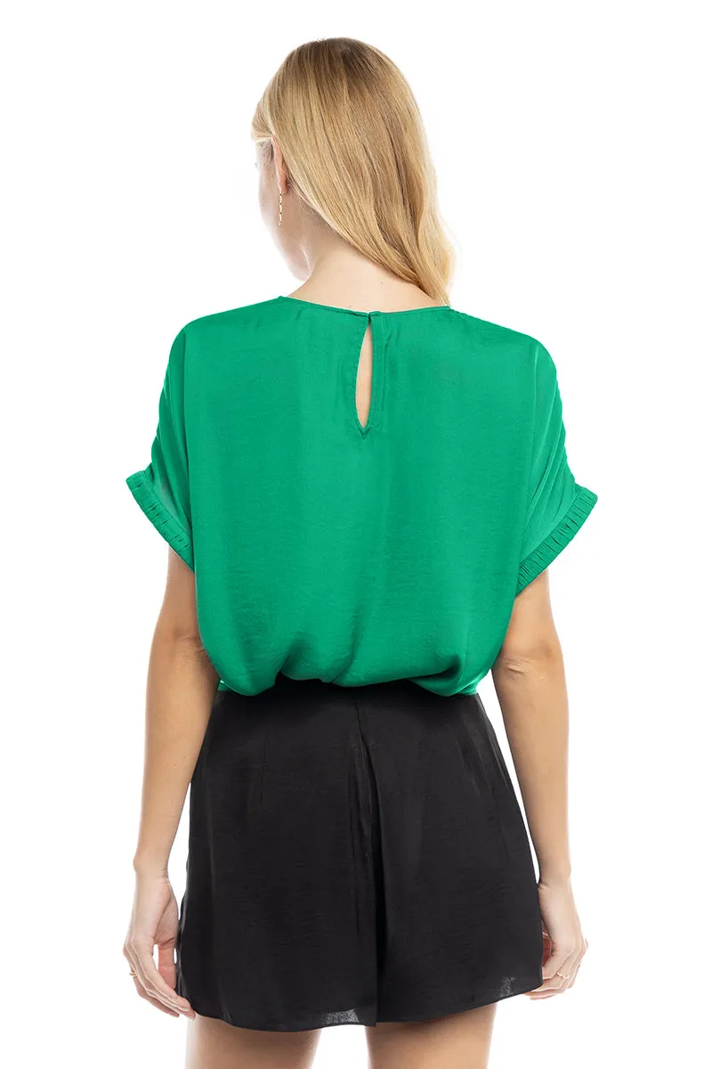 Dolman Short Plisse Sleeve Blouse
