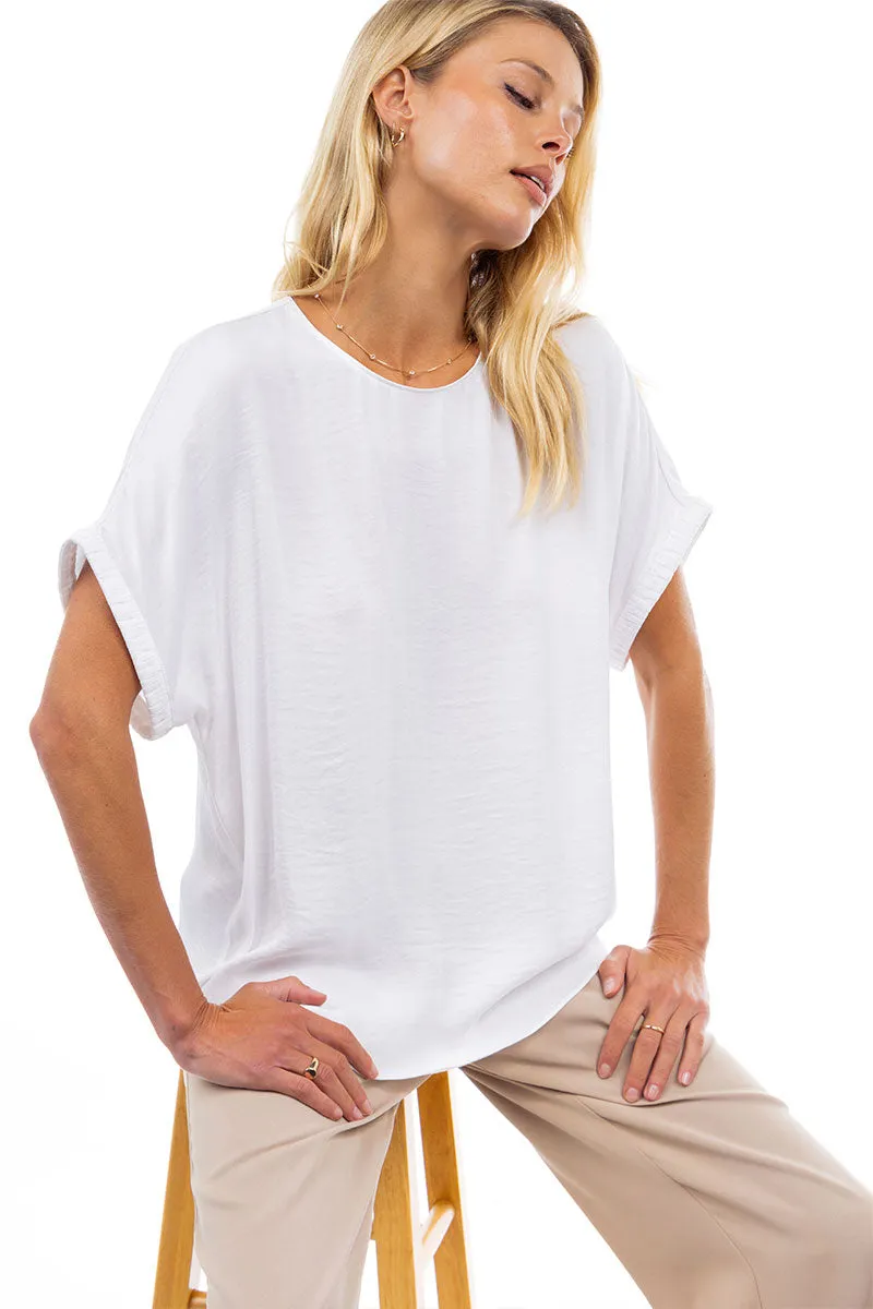 Dolman Short Plisse Sleeve Blouse