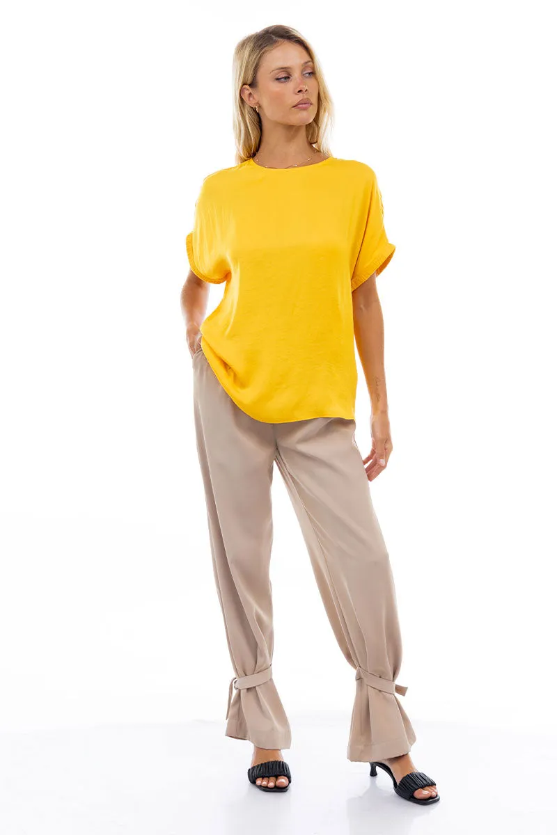 Dolman Short Plisse Sleeve Blouse