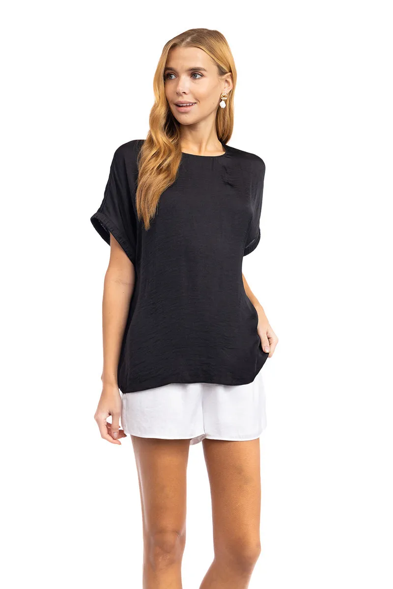 Dolman Short Plisse Sleeve Blouse