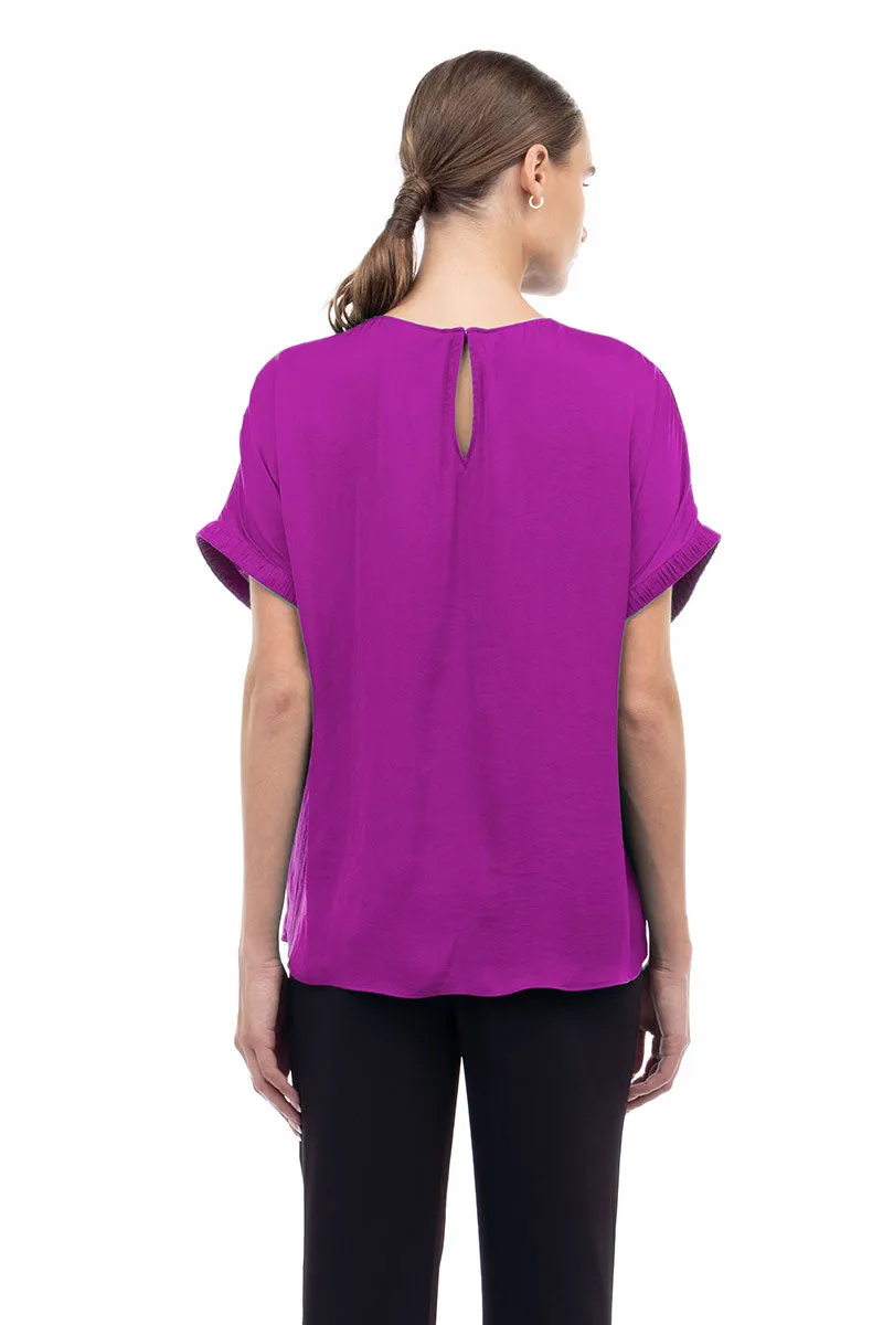 Dolman Short Plisse Sleeve Blouse
