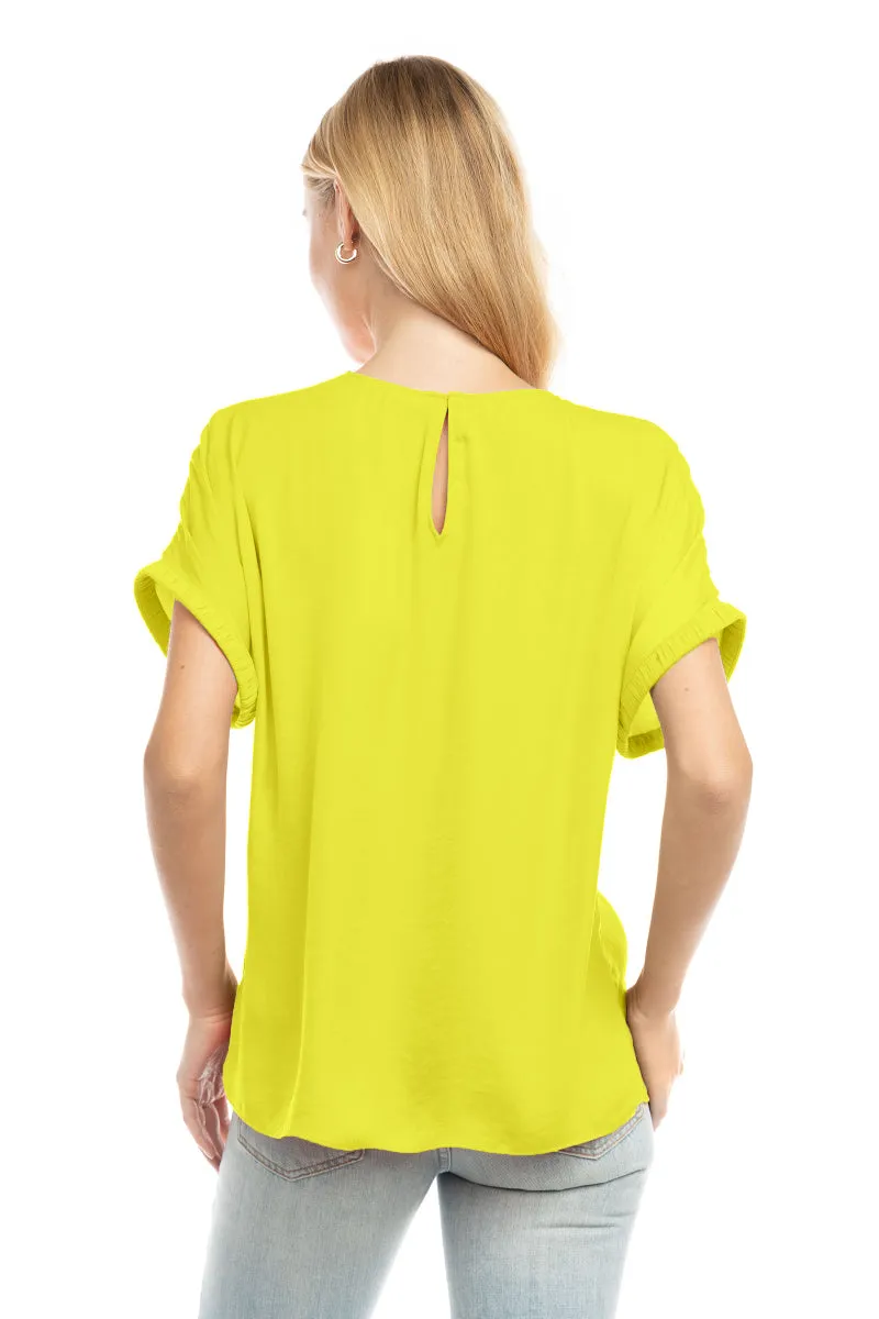 Dolman Short Plisse Sleeve Blouse
