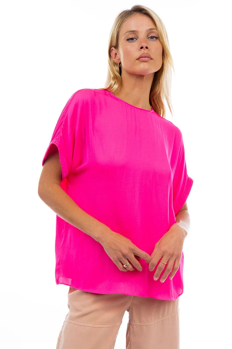 Dolman Short Plisse Sleeve Blouse