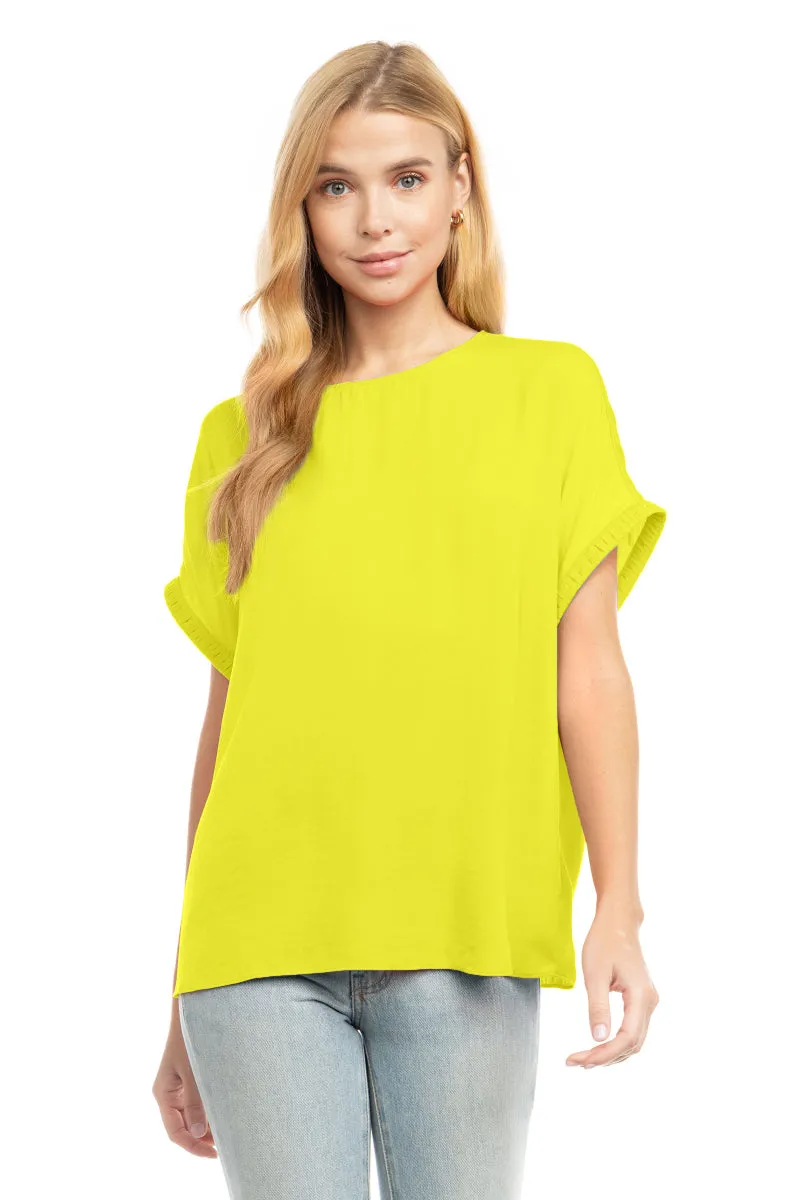 Dolman Short Plisse Sleeve Blouse
