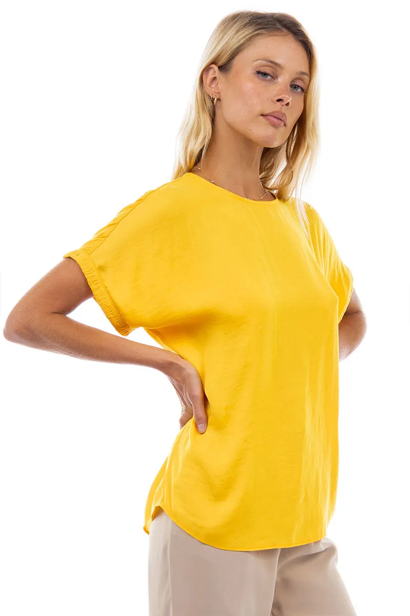 Dolman Short Plisse Sleeve Blouse