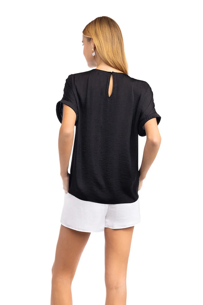 Dolman Short Plisse Sleeve Blouse